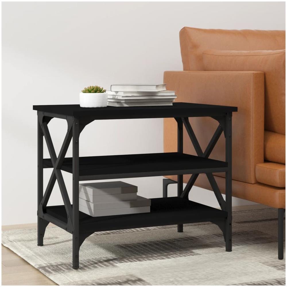 Tavolino Nero 55x38x45 Cm In Legno Multistrato - Foto 1