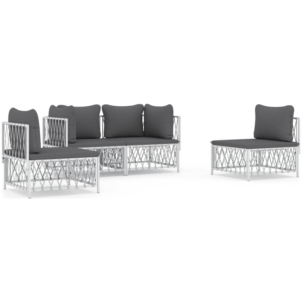 Set Salotto Da Giardino 4 Pz Con Cuscini In Acciaio Bianco - Foto 1