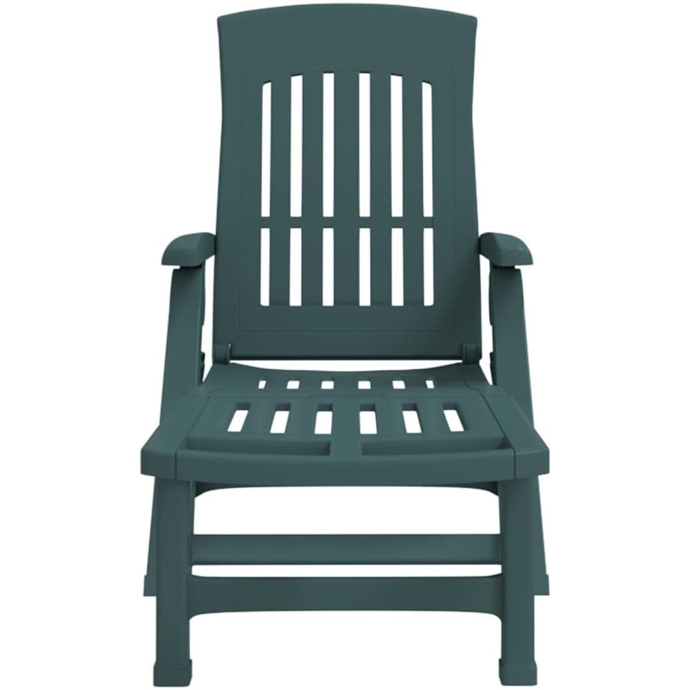 Lettino Prendisole Pieghevole con Ruote Verde in PP - Foto 3