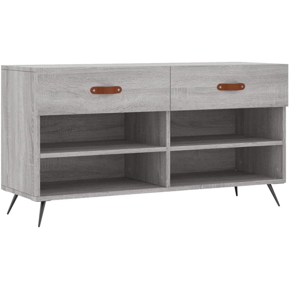 Panca Porta Scarpe Grigio Sonoma 102x35x55 Cm Legno Multistrato - Foto 2