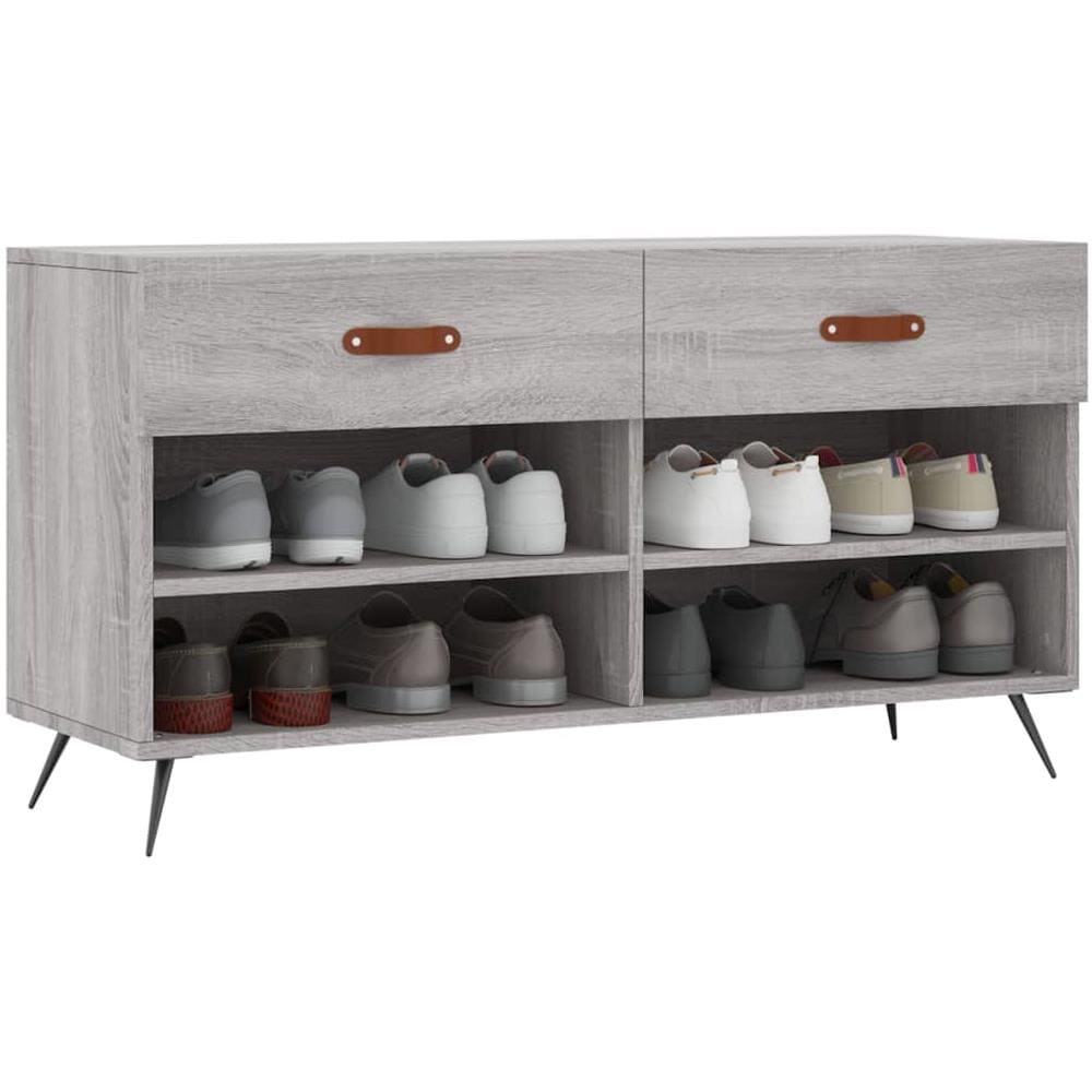 Panca Porta Scarpe Grigio Sonoma 102x35x55 Cm Legno Multistrato - Foto 3