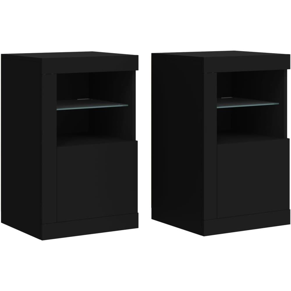 Armadietti Con Luci Led 2pz Neri In Legno Multistrato - Foto 2