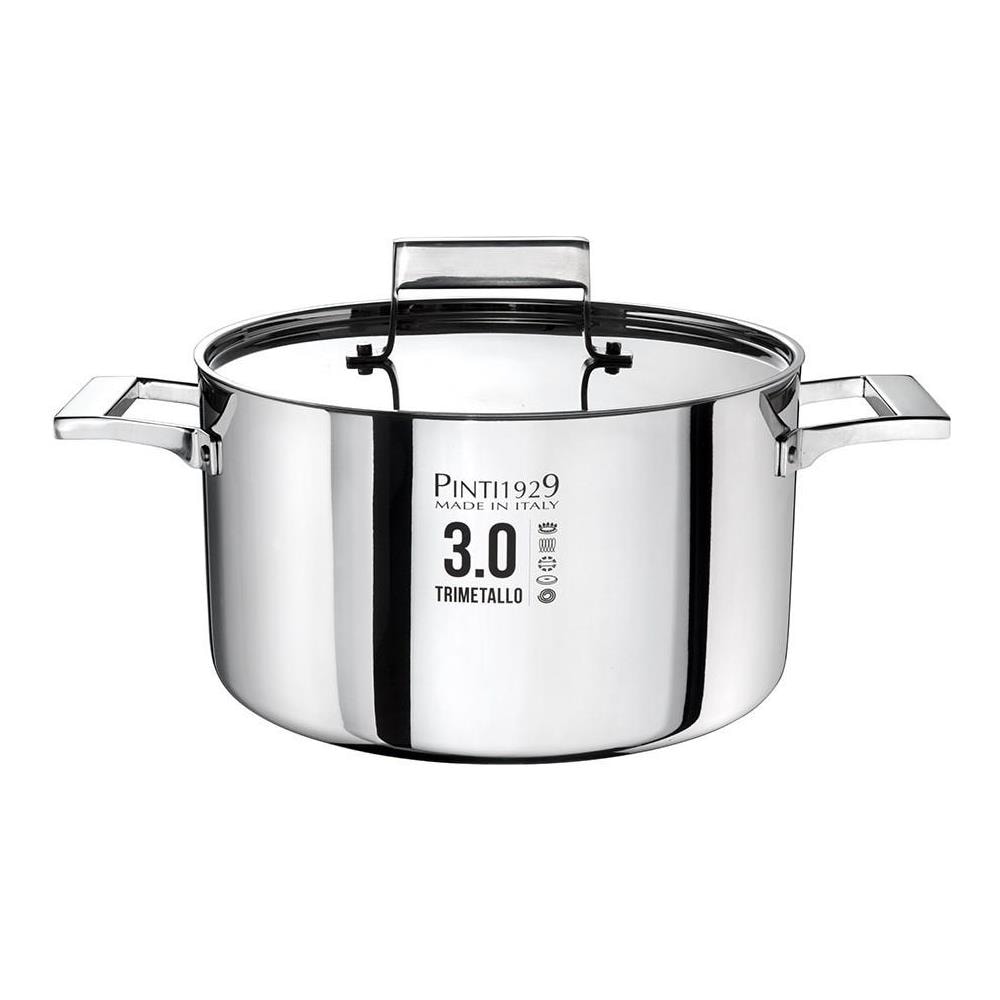 3.0 Casseruola alta in trimetallo con coperchio Diametro - Ø 28 cm Made in Italy - Foto 1