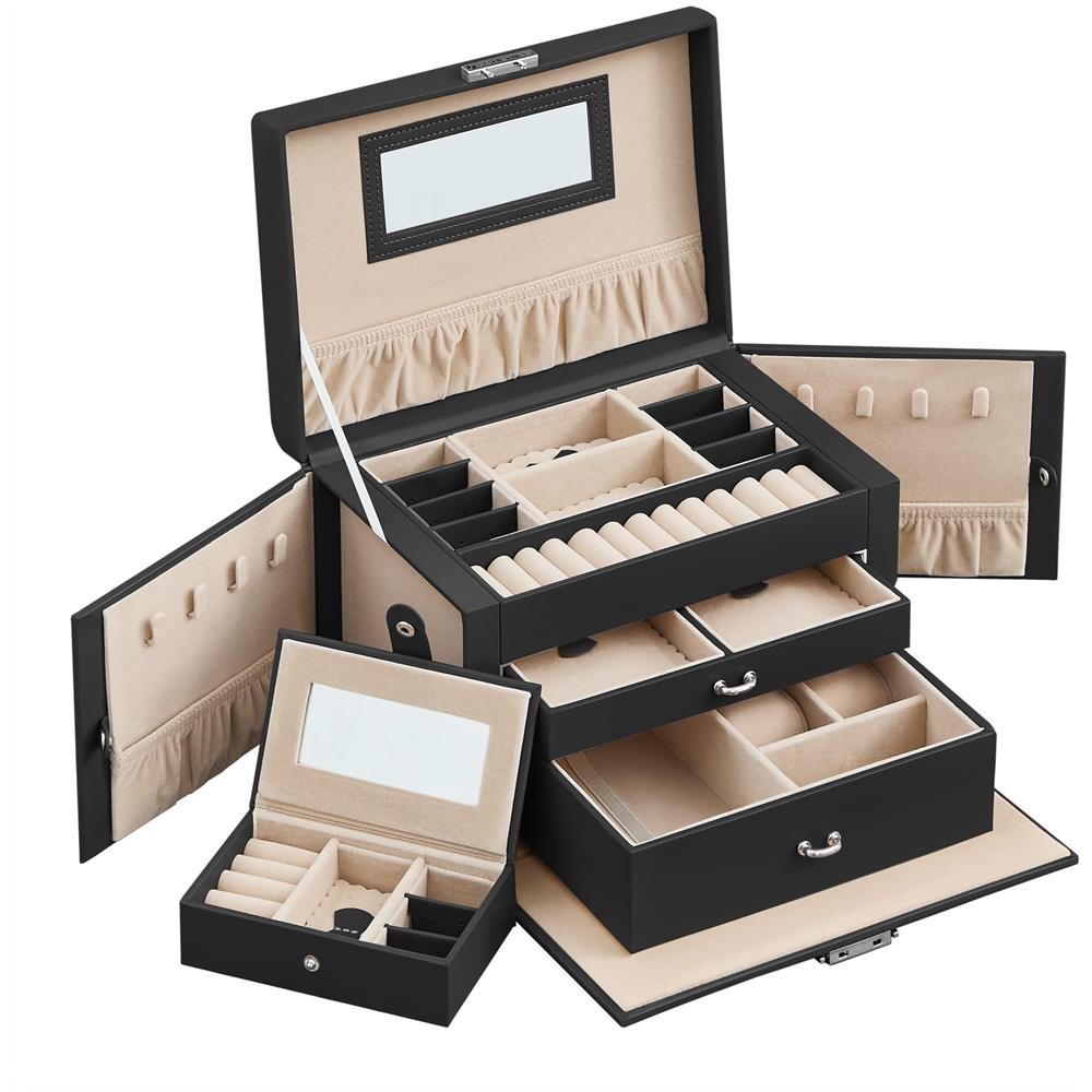 PORTAGIOIE in velluto nero con specchio e cassetti - Foto 1