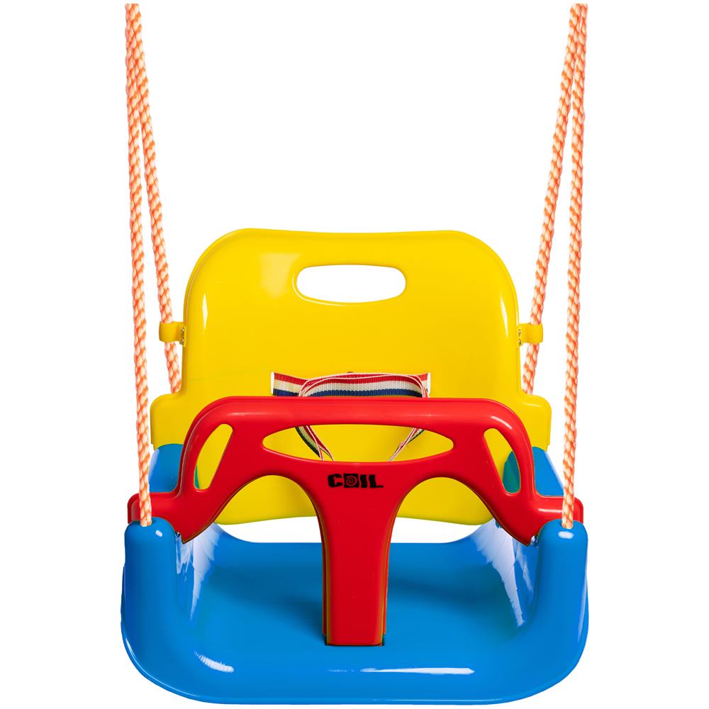 Altalena da giardino per bambini, sedia sospesa, robusta 3-in-1, seggiolino a secchiello, righe bianco e grigio - Foto 1