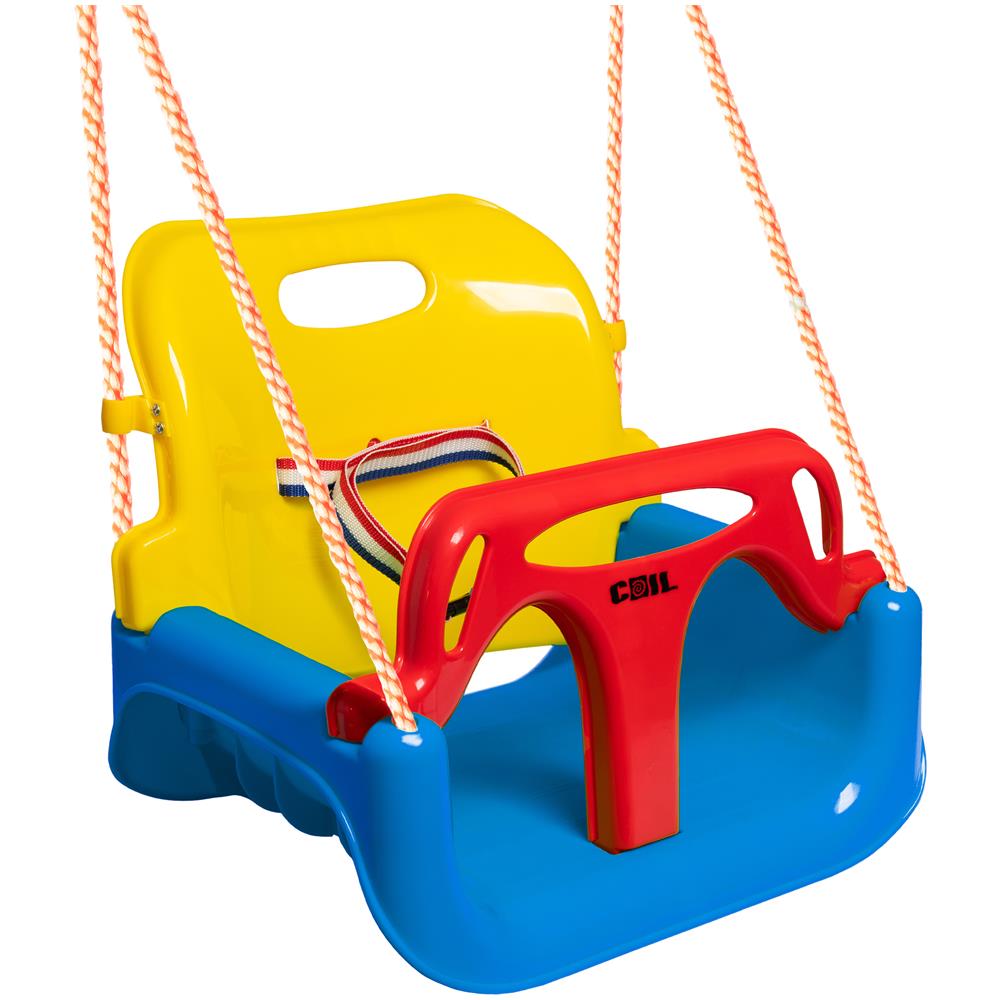 Altalena da giardino per bambini, sedia sospesa, robusta 3-in-1, seggiolino a secchiello, righe bianco e grigio - Foto 2