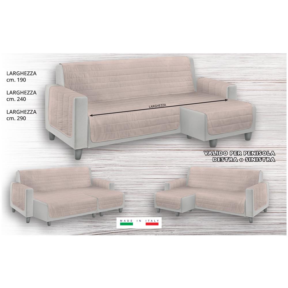 Copridivano Trapuntato Per Divani Con Penisola Destra Sinistra In Tinta Unita O.B. Penisola 190 Marrone - Foto 2