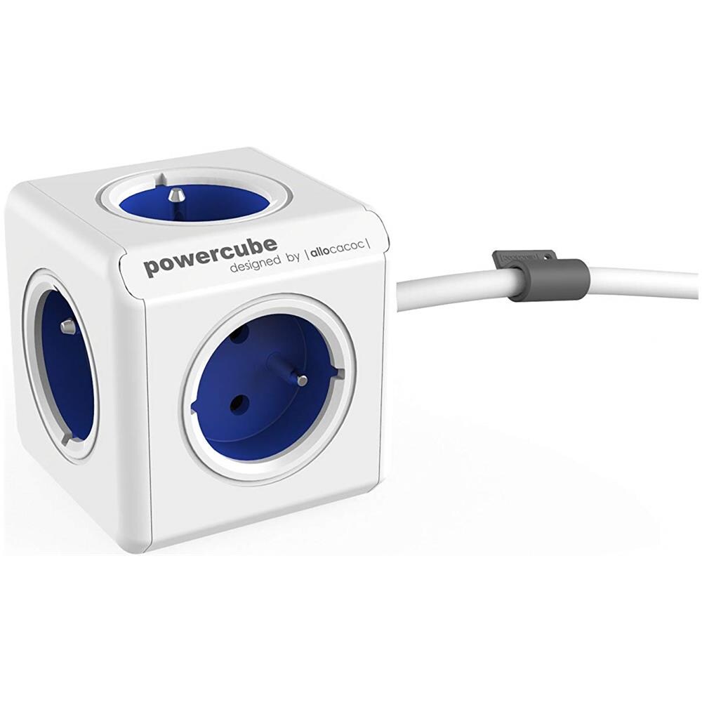 Power Cube Extended Blu FR, 5 X Presa e distribuzione dell' energia, 230 V FR, Bianco Blu - Foto 1