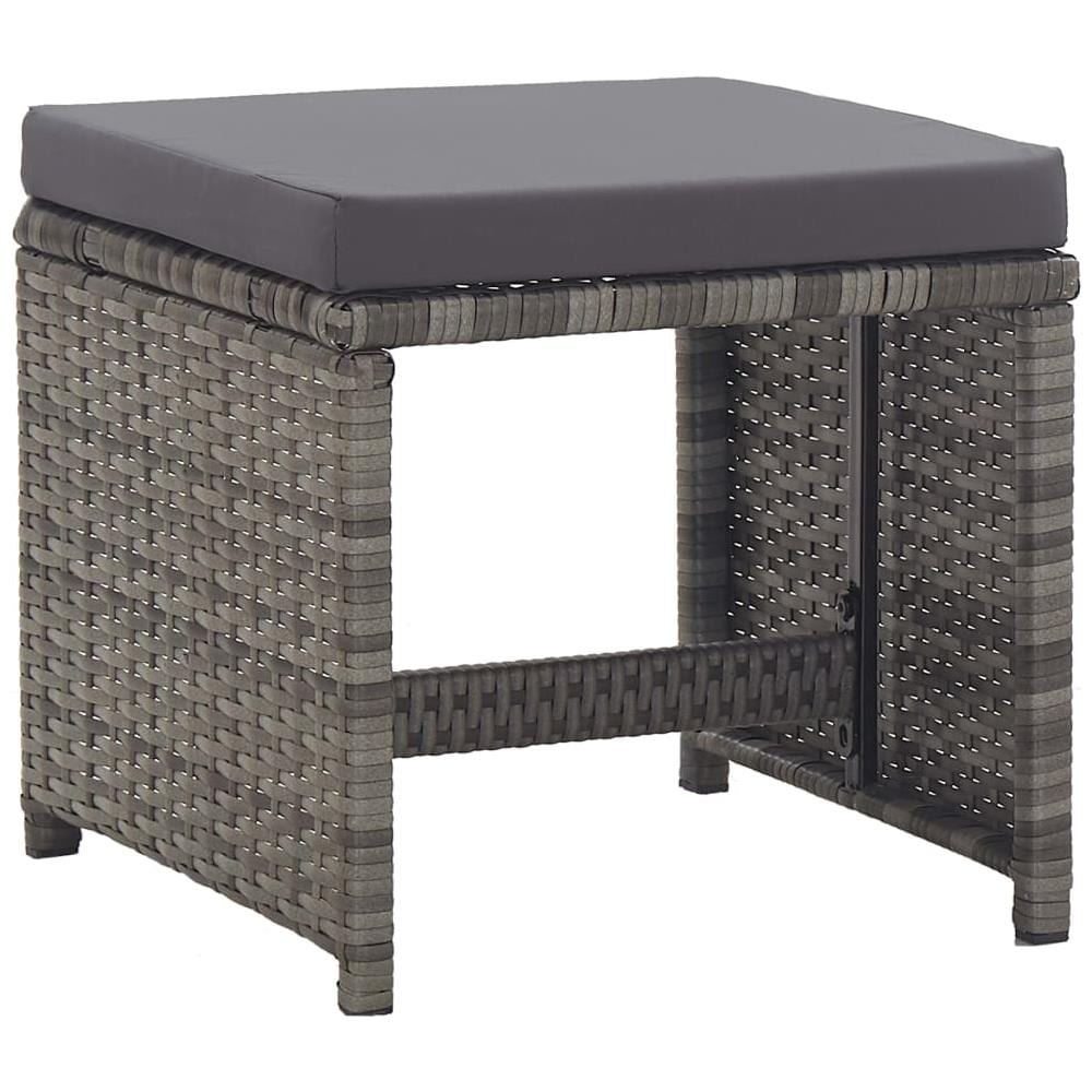 Sgabelli da Giardino 2 pz con Cuscini in Polyrattan Antracite - Foto 3