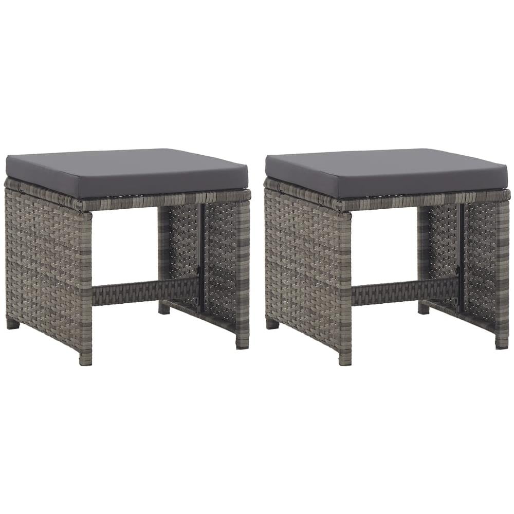 Sgabelli da Giardino 2 pz con Cuscini in Polyrattan Antracite - Foto 1