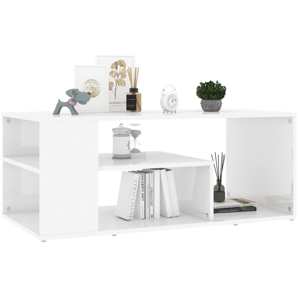 Tavolino da Salotto Bianco Lucido 100x50x40cm Legno Multistrato - Foto 3