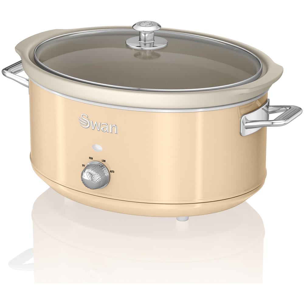 Swan Sf17031cn Retro Slow Cooker 6,5l Pentola Rimovibile In Ceramica Antiaderente Senza Pfoa 320w Crema - Foto 1