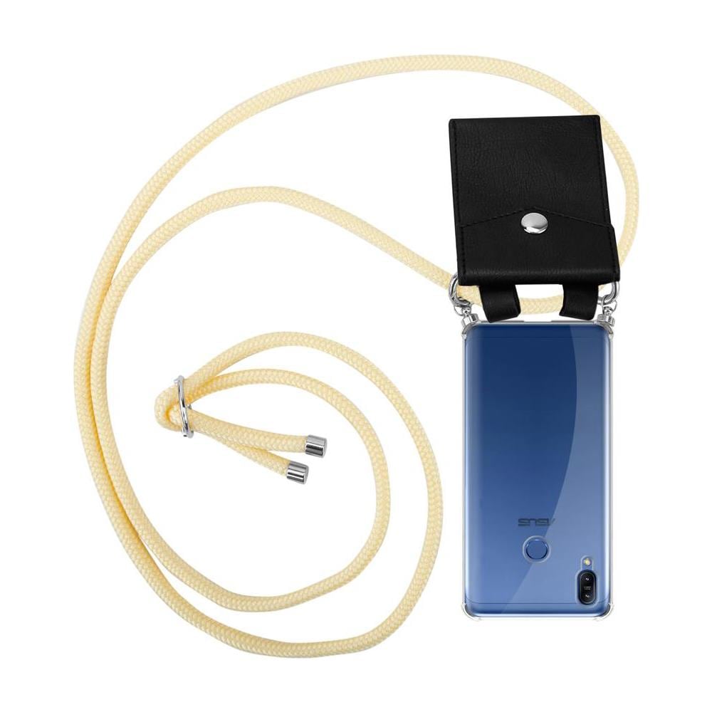 Catena Di Telefoni Cellulari Compatibile Con Asus Zenfone Max M2 In Crema Beige - Coperchio Protettivo In Silicone Con Anelli D'argento, Cinturino In Corda E Custodia Staccabile - Foto 1