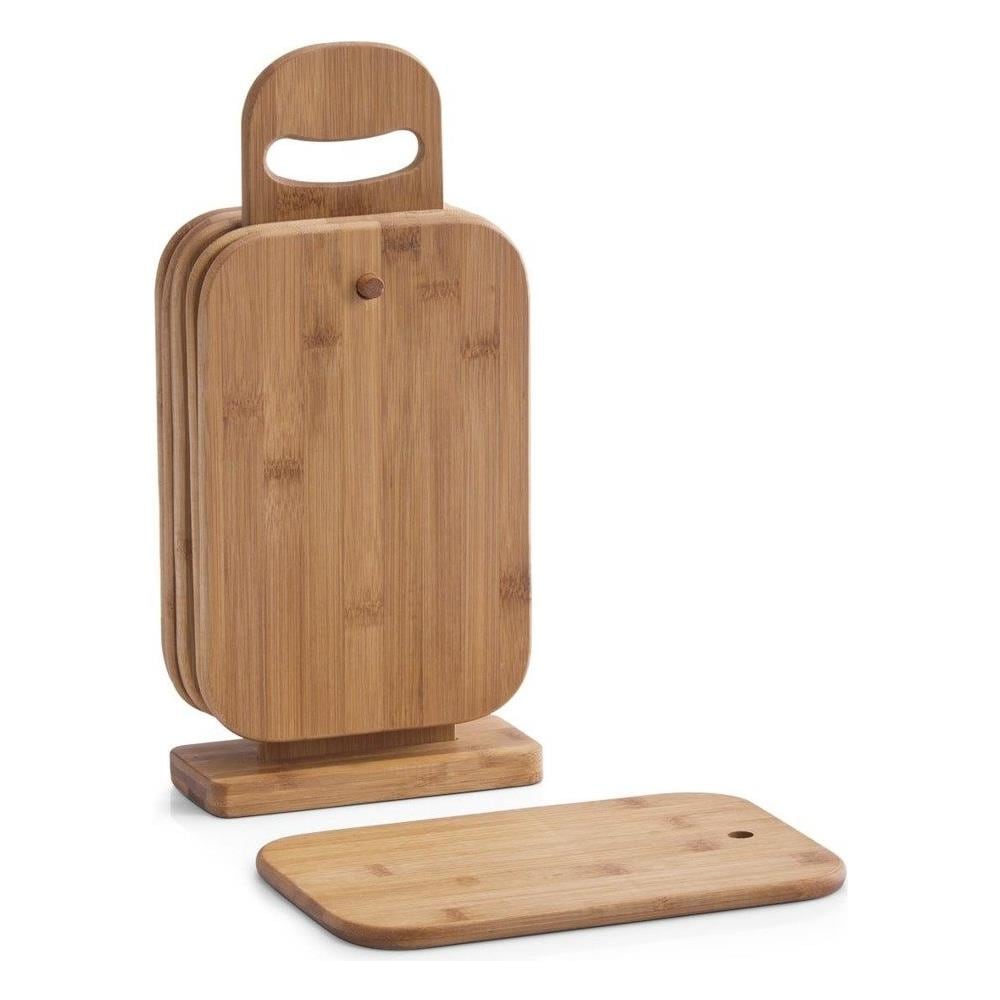 6 Taglieri + Rastrelliera Inclusa, Legno Di Bambù, - Foto 1