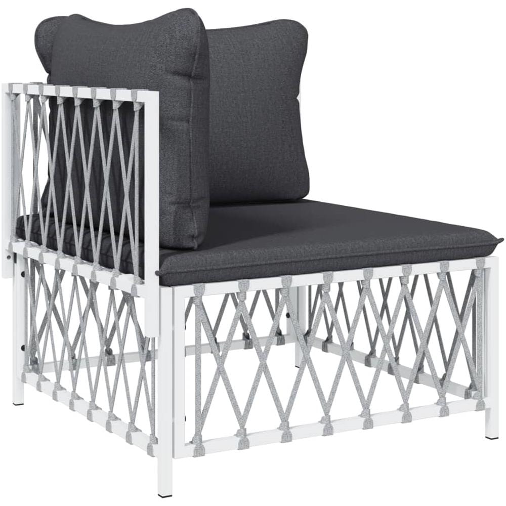 Set Salotto Da Giardino 3 Pz Con Cuscini In Acciaio Bianco - Foto 3