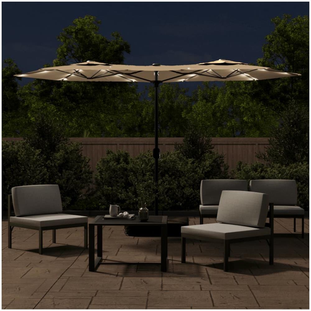 Ombrellone A Doppia Testa Con Led Tortora 316x240 Cm - Foto 3