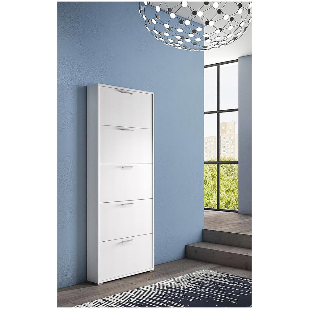 Scarpiera Orfeo Made In Italy - Mobile 4 Ante Bianco Lucido 81x167 Cm
