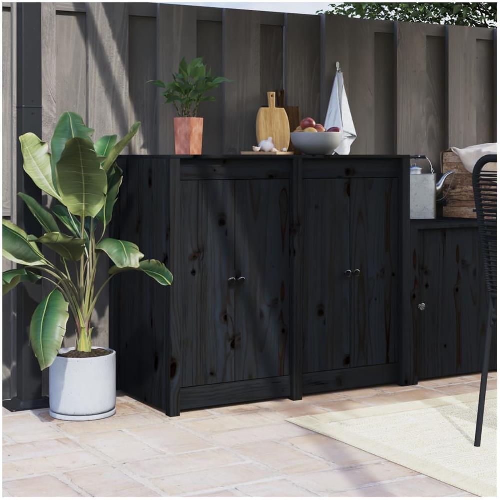 Ante Da Cucina Da Esterno 2pz Nere 50x9x82cm Legno Massello Di Pino - Foto 1