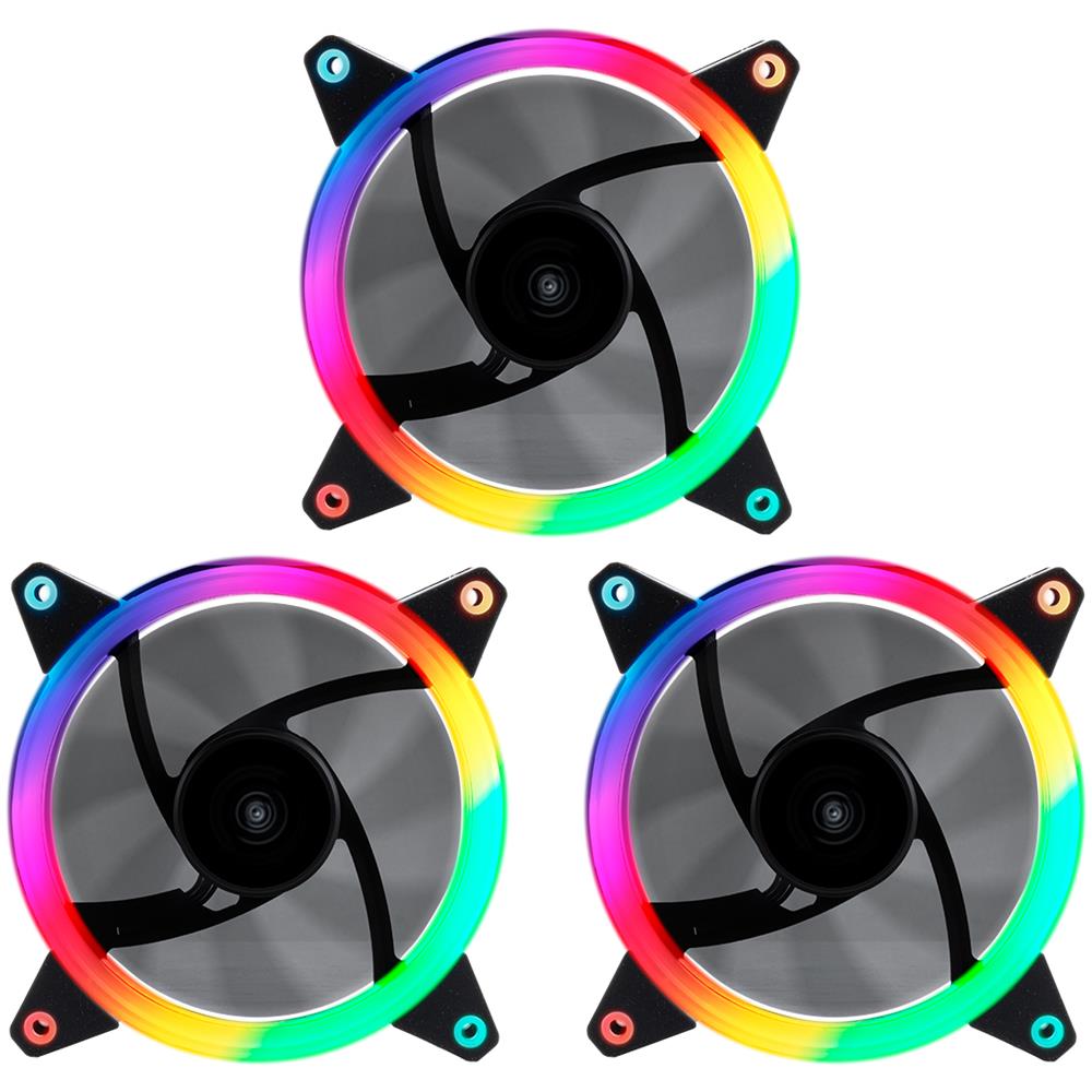 Fan CANDY 30 ARGB Ring Led 120 mm Case per computer Ventilatore 12 cm Nero 3 pz - Foto 1
