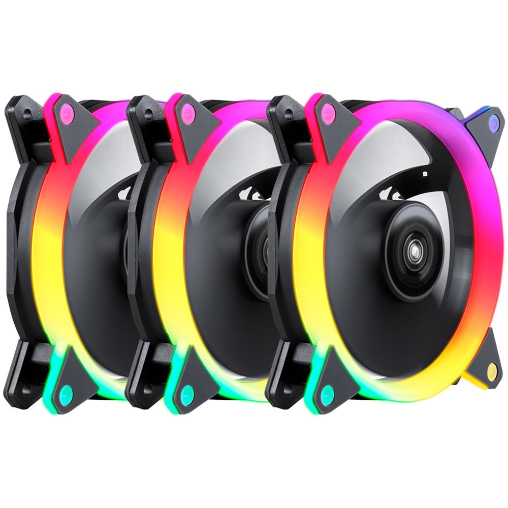 Fan CANDY 30 ARGB Ring Led 120 mm Case per computer Ventilatore 12 cm Nero 3 pz - Foto 2