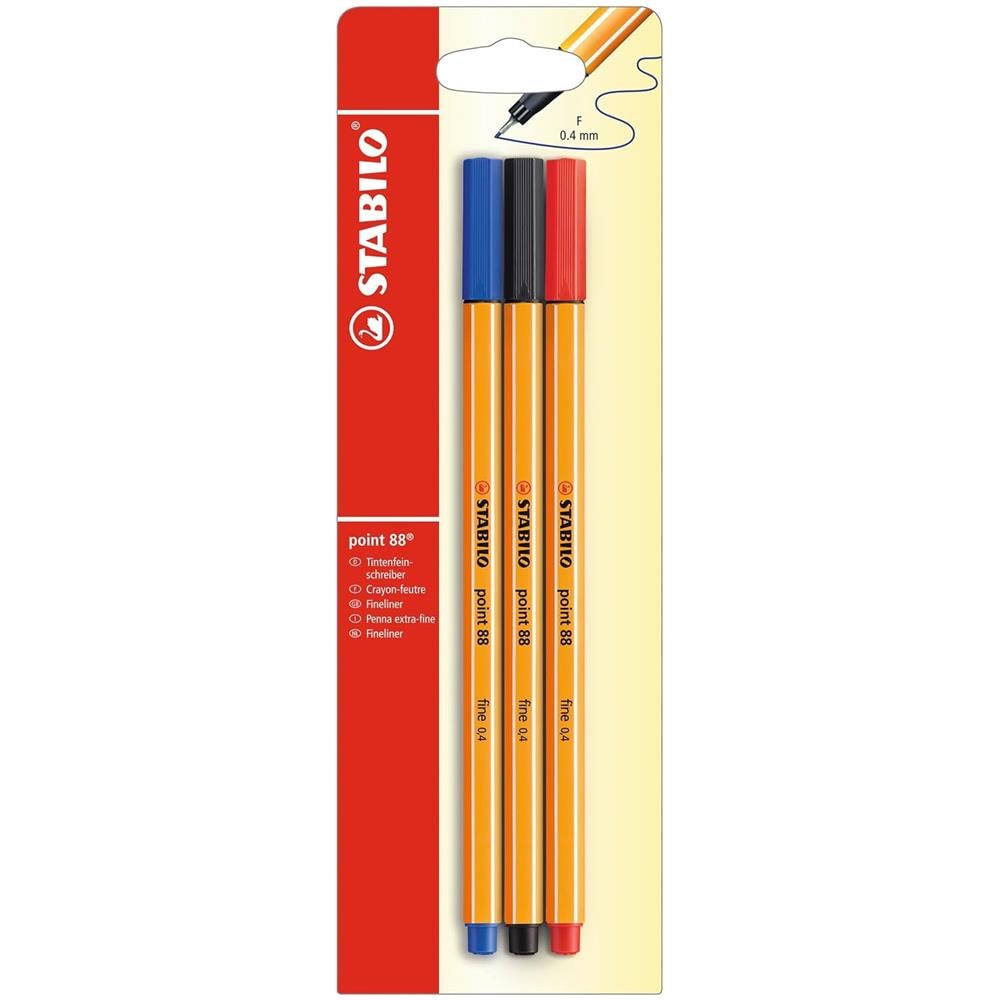 point 88 - Fineliner - Pack da 3 - Nero /Blu /Rosso - Foto 1