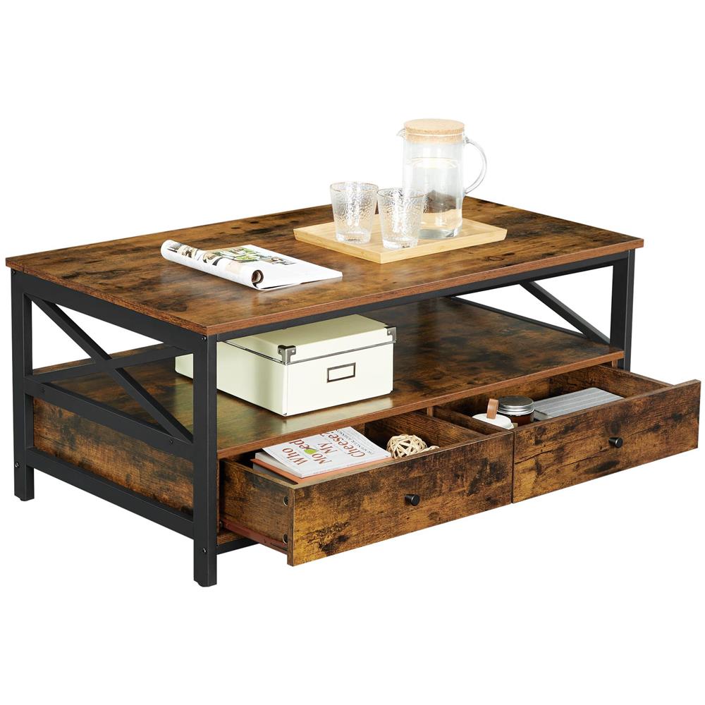 Tavolino da caffè LCT21BXV1 in stile loft marrone rustico - Foto 8
