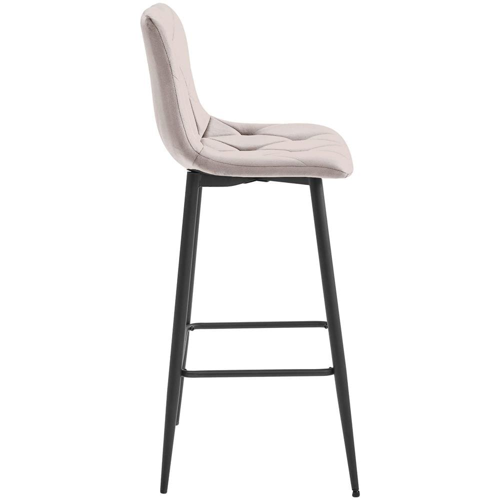 Sgabello da bar KODA - Velluto beige scuro con gambe nere x 2 - Foto 7