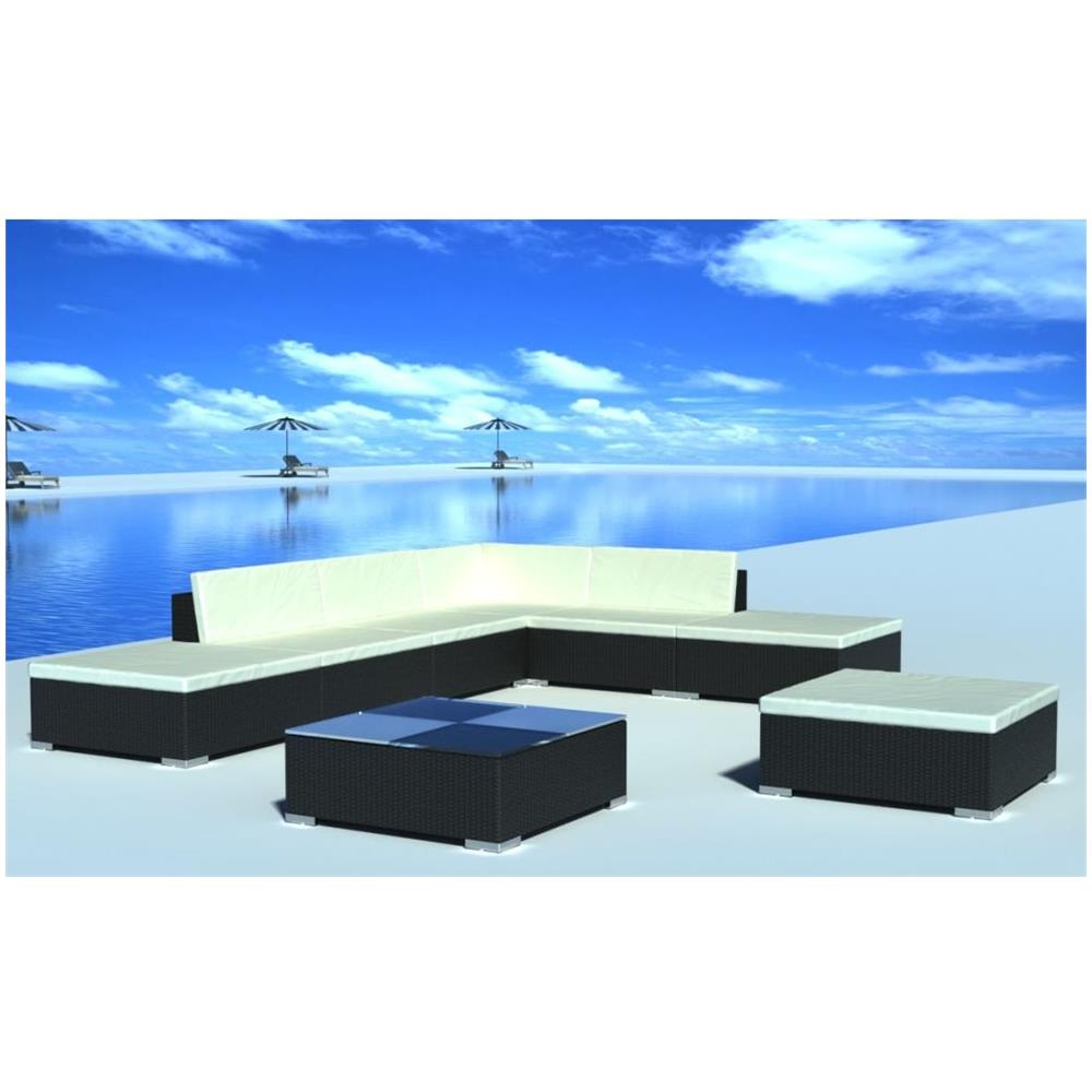 Set 20 Pz Seduta Da Giardino Mobile Polirattan Nero - Foto 6