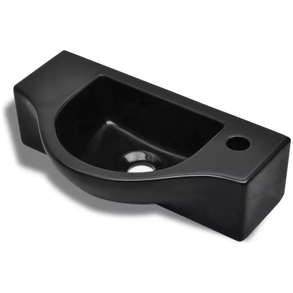 Lavandino Bagno In Ceramica Nera Con Piletta Di Scarico - Foto 2