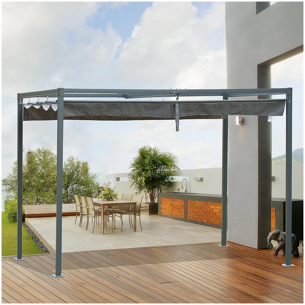 Gazebo Pergola Con Telo Scorrevole Per Esterni, 298 X 213 X 222 Cm - Foto 2