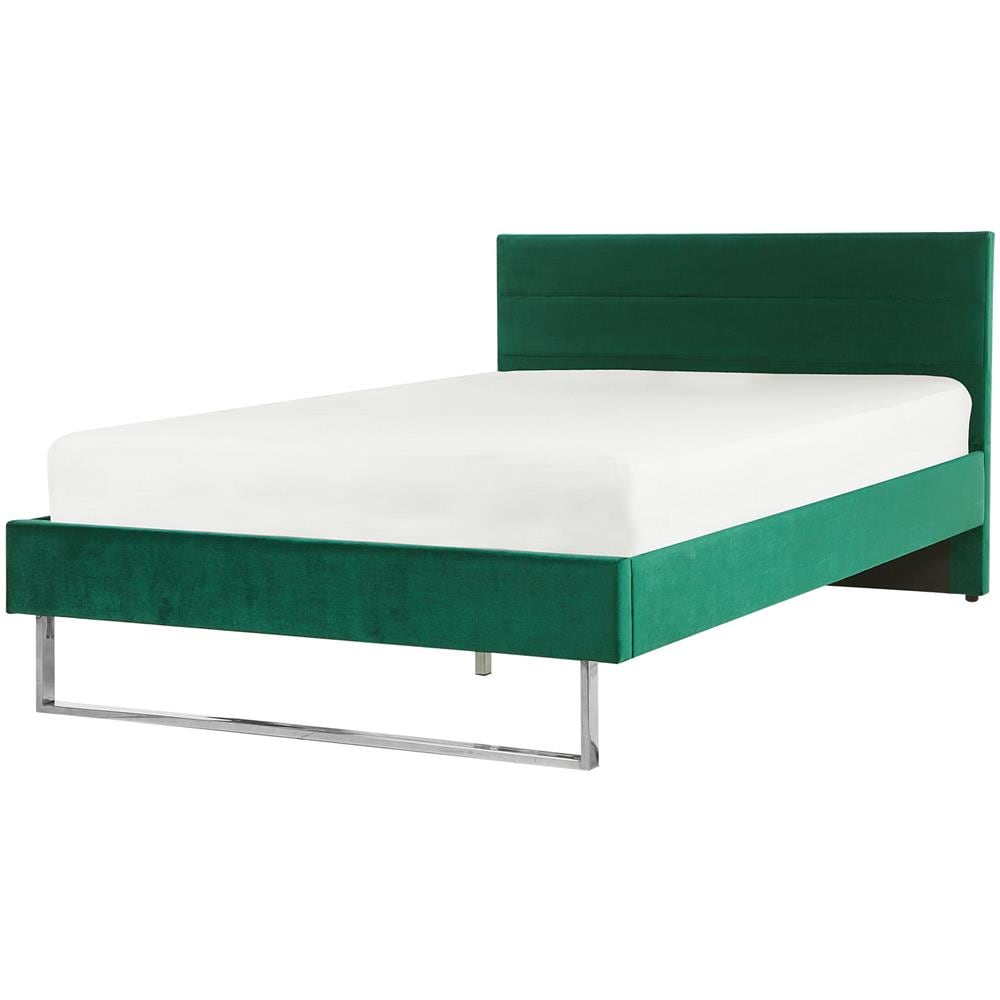 Letto Imbottito Velluto Verde Rete A Doghe 140 X 200 Cm Bellou - Foto 1