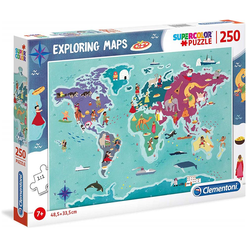 CLM29064 Puzzle da 250 pezzi - Exploring Maps: Customs & Traditions in the World - Foto 1