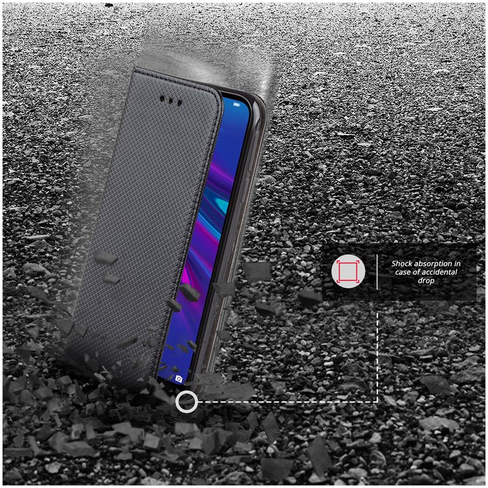 Cover Per Huawei Y6 2019, Nero - Custodia A Libro Flip Smart Magnetica Con Appoggio E Porta Carte - Foto 2