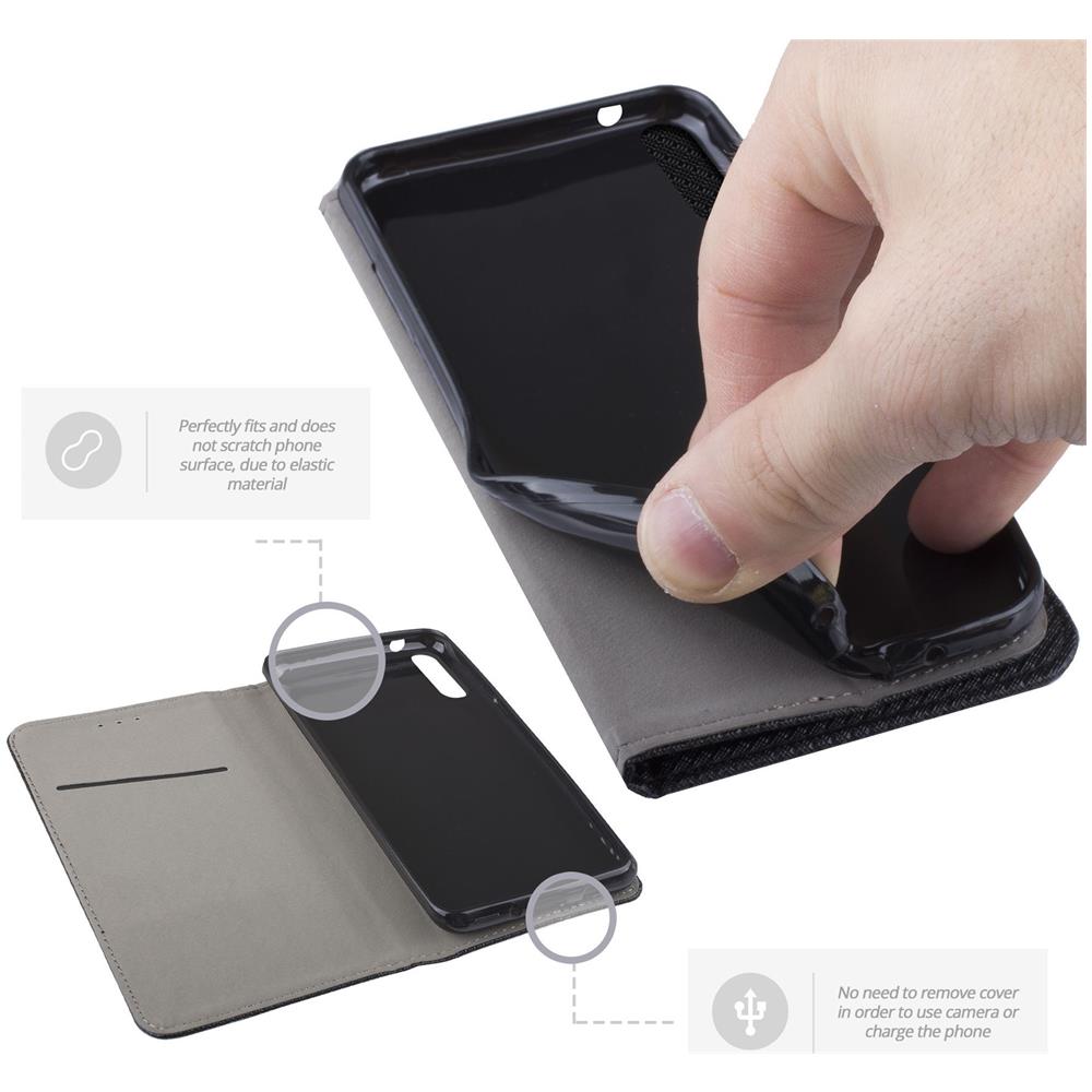 Cover Per Huawei Y6 2019, Nero - Custodia A Libro Flip Smart Magnetica Con Appoggio E Porta Carte - Foto 7