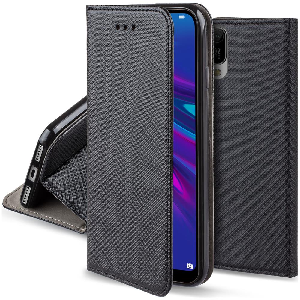 Cover Per Huawei Y6 2019, Nero - Custodia A Libro Flip Smart Magnetica Con Appoggio E Porta Carte - Foto 1