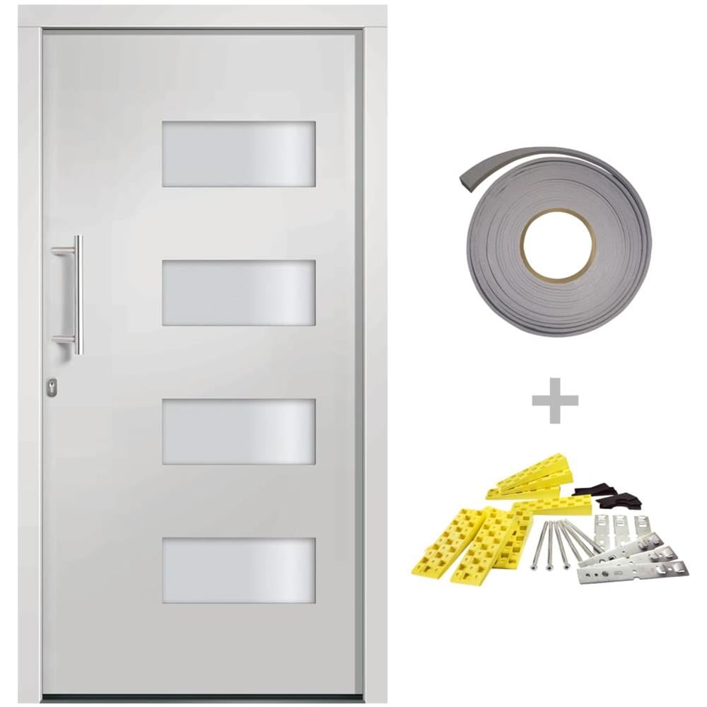 Porta d'Ingresso in Alluminio e PVC Bianco 110x210 cm - Foto 1