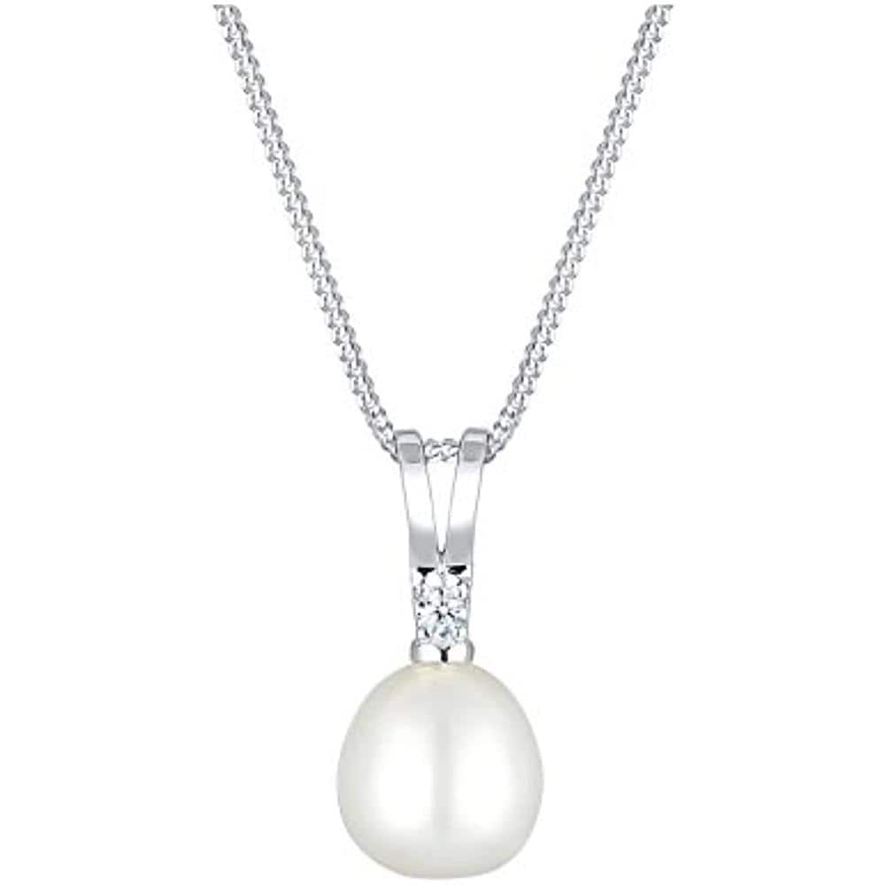 Elli Collana Da Donna In Argento 925 Con Perla Cinesa Da Coltivazione E Diamante Bianco - Foto 1