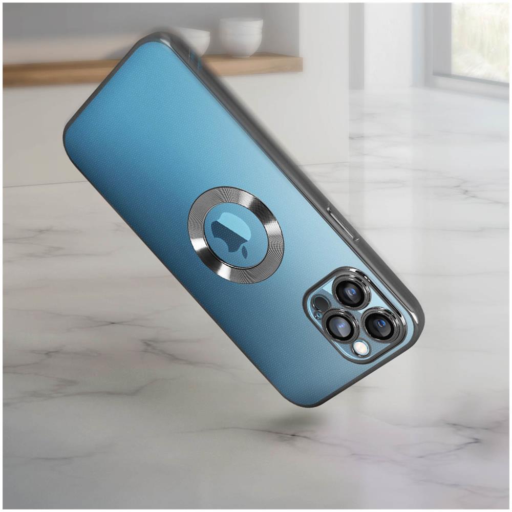 Cover Silicone Iphone 12 Pro Trasparente Bordo Nero Cromato - Foto 2