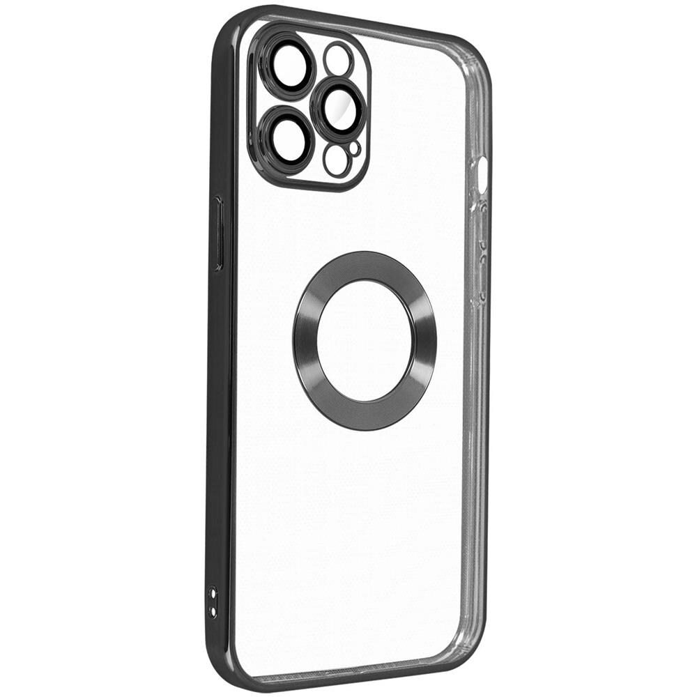 Cover Silicone Iphone 12 Pro Trasparente Bordo Nero Cromato - Foto 5
