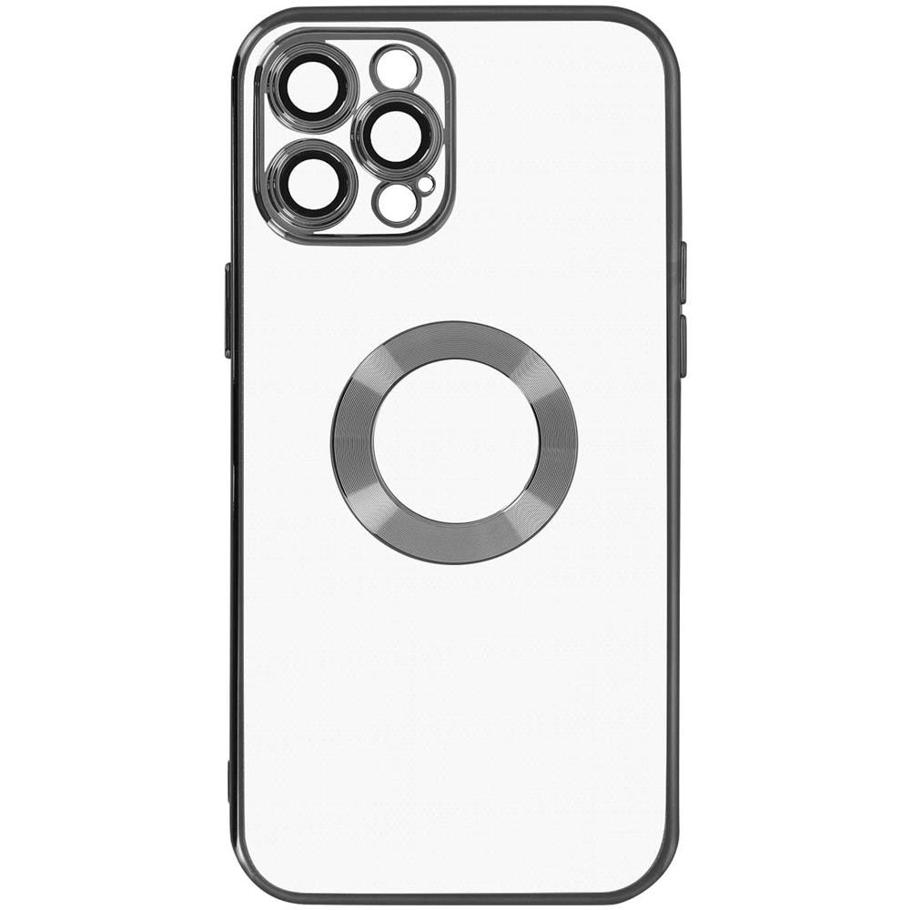 Cover Silicone Iphone 12 Pro Trasparente Bordo Nero Cromato - Foto 1
