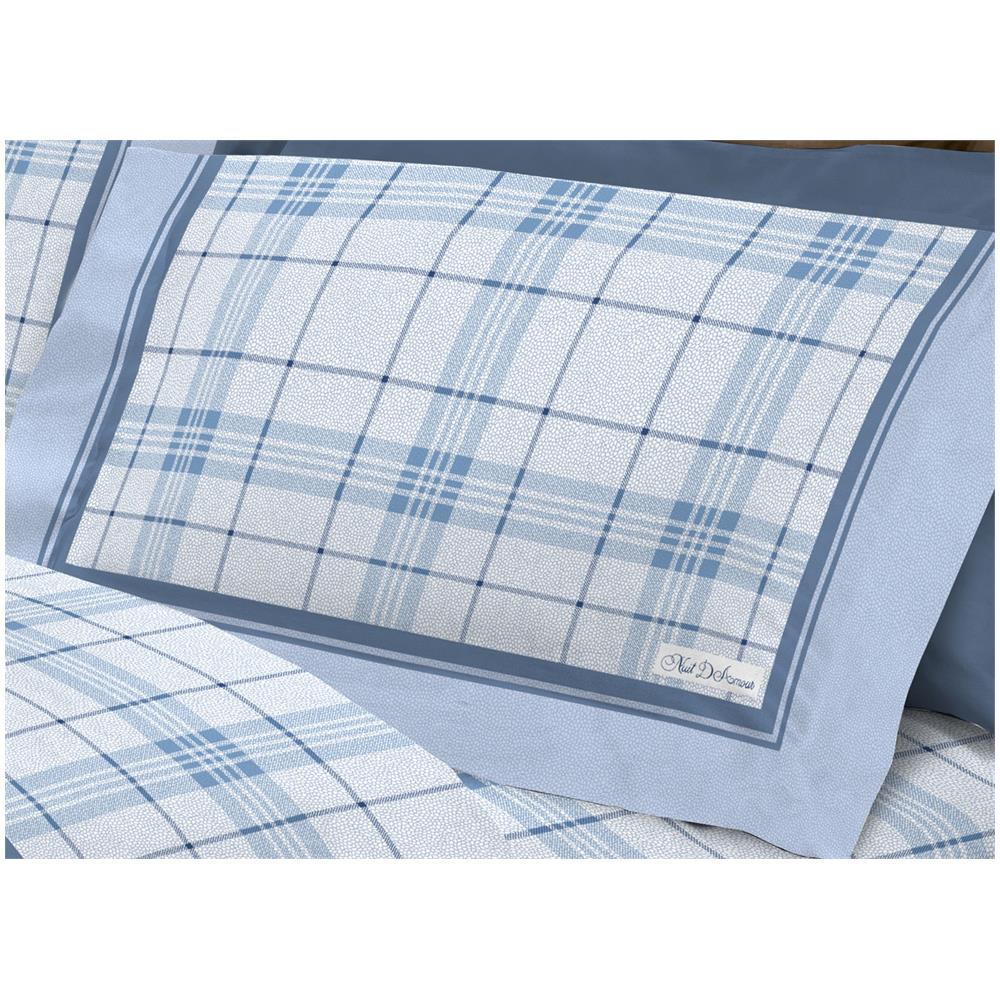 Completo Lenzuola Flanella 100% Cotone Disegno Torino A Quadri Rigato Singolo Azzurro - Foto 6