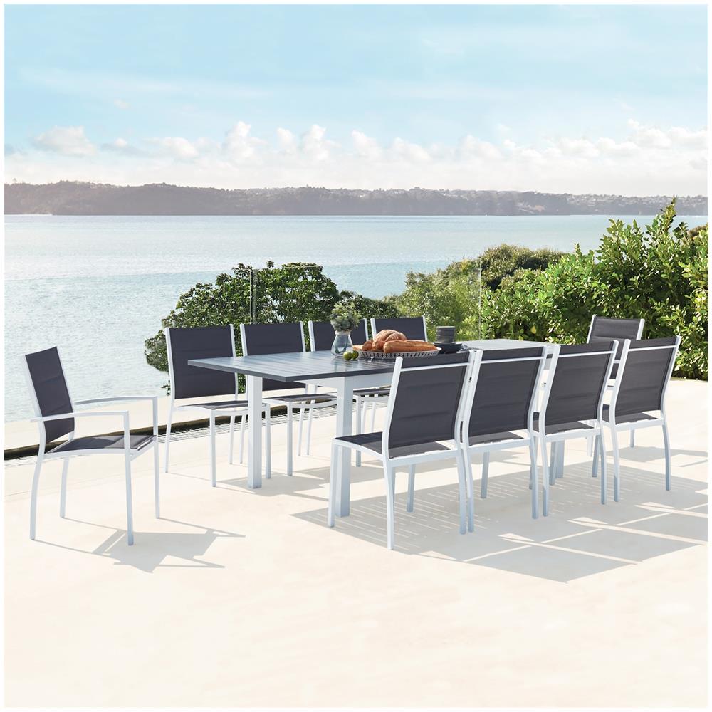 Tavolo Da Giardino Allungabile Alluminio + 10 Sedie Textilene Bianco Arezzo - Foto 6