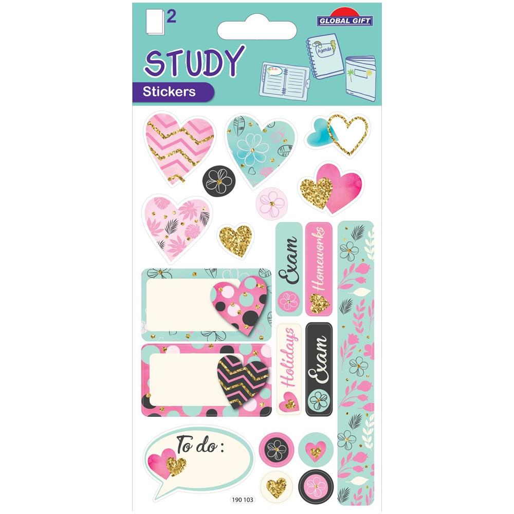 20 Adesivi Ed Etichette - Giornali E Agende - Cuori - Oro - Foto 1