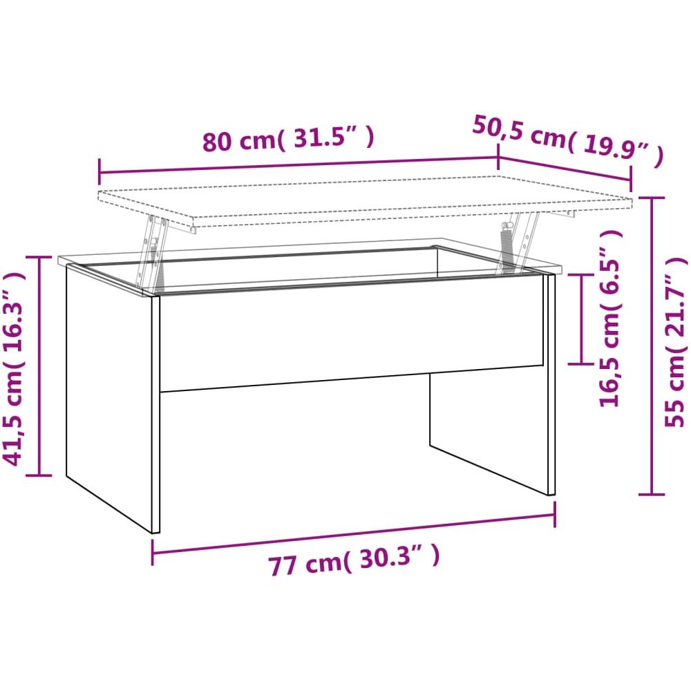 Tavolino Bianco Lucido 80x50,5x41,5 Cm In Legno Multistrato - Foto 8