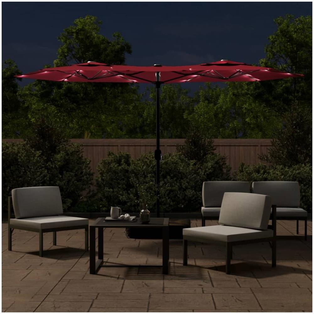 Ombrellone A Doppia Testa Con Led Rosso Bordeaux 316x240 Cm - Foto 3