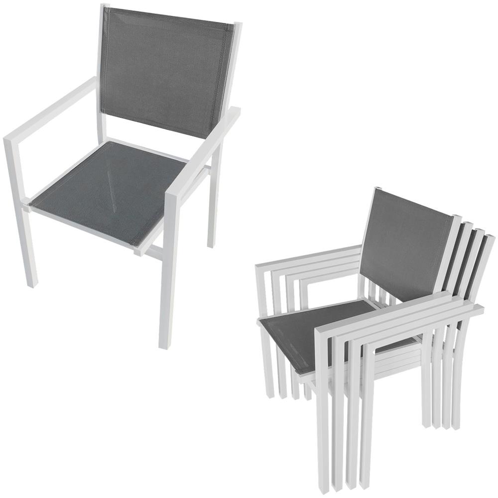 Cagliariset Di Mobili Da Giardino In Textilene Grigio 8 Posti - Alluminio Bianco - Foto 2