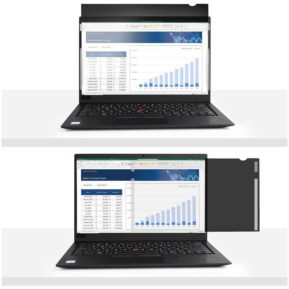 Filtro privacy per laptop da 15,6" 16:9, Pellicola protettiva antiriflesso con riduzione della luce blu del 51%, Protezione dello schermo con angolo di visione di + /- 30 gradi, Opaco /Lucido - Foto 2