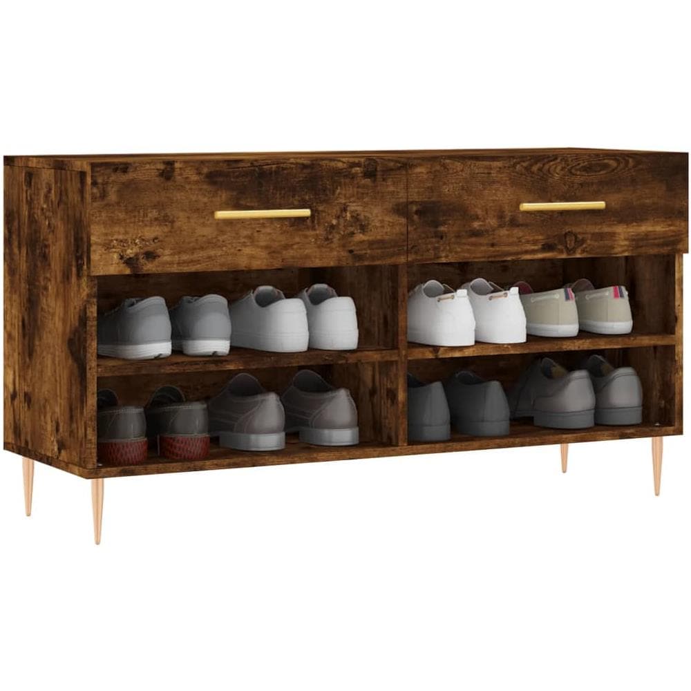 Panca Porta Scarpe Rovere Fumo 102x35x55 Cm Legno Multistrato - Foto 3