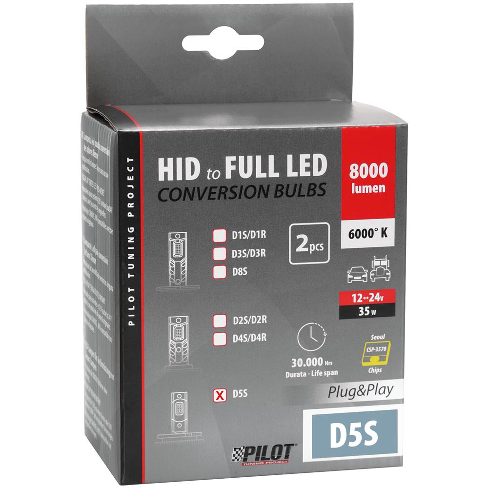 12-24v Lampade A Led Per Conversione Fari Xenon - (d5s) - 35w - 2 Pz - Scatola - Foto 2