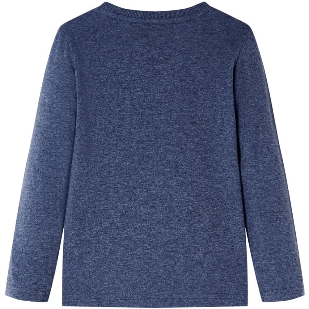 Maglietta Da Bambino Maniche Lunghe Stampa Lupo Blu Scuro Mélange 128 - Foto 2